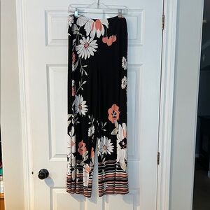 Chic Floral Black Wide Leg Pants